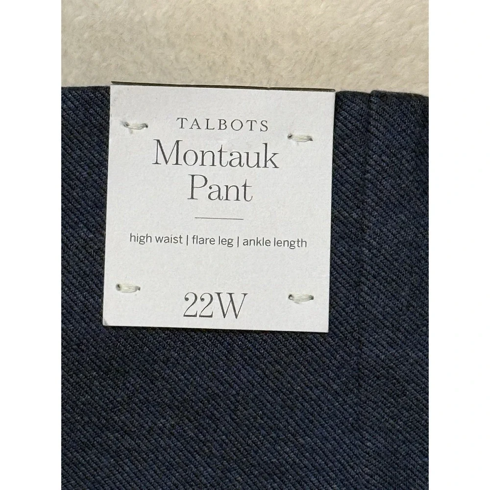 NWT Talbots Women's MONTAUK Pants Sz 22W Blue High Waist Ankle Flare Leg Pull-On
